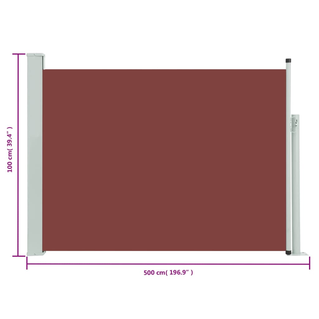 sammenrullelig sidemarkise til terrassen 100 x 500 cm brun