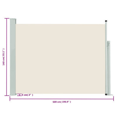 sammenrullelig sidemarkise til terrassen 140x500 cm cremefarvet