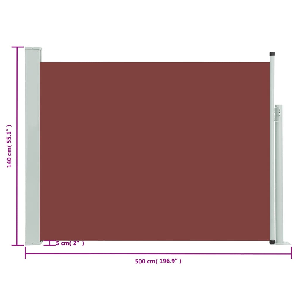 sammenrullelig sidemarkise til terrassen 140x500 cm brun