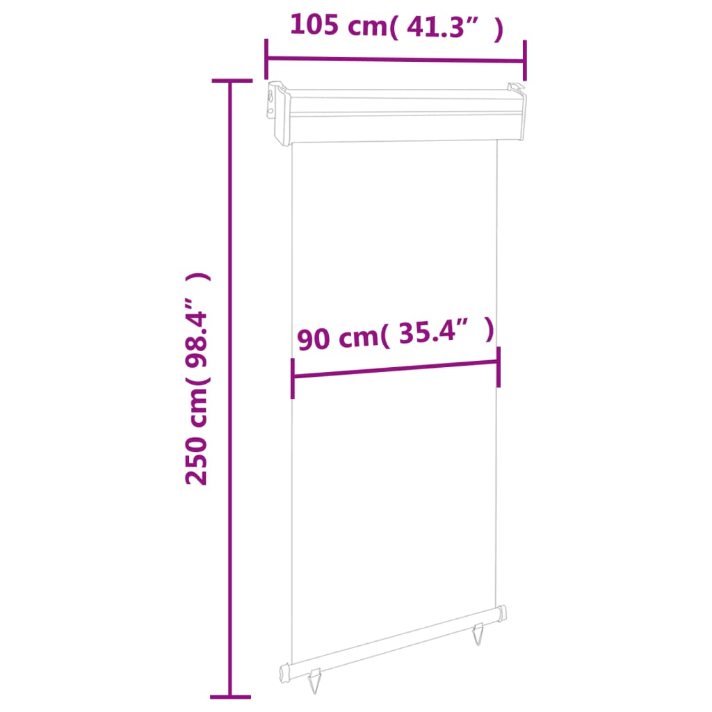 sidemarkise til altan 105x250 cm sort