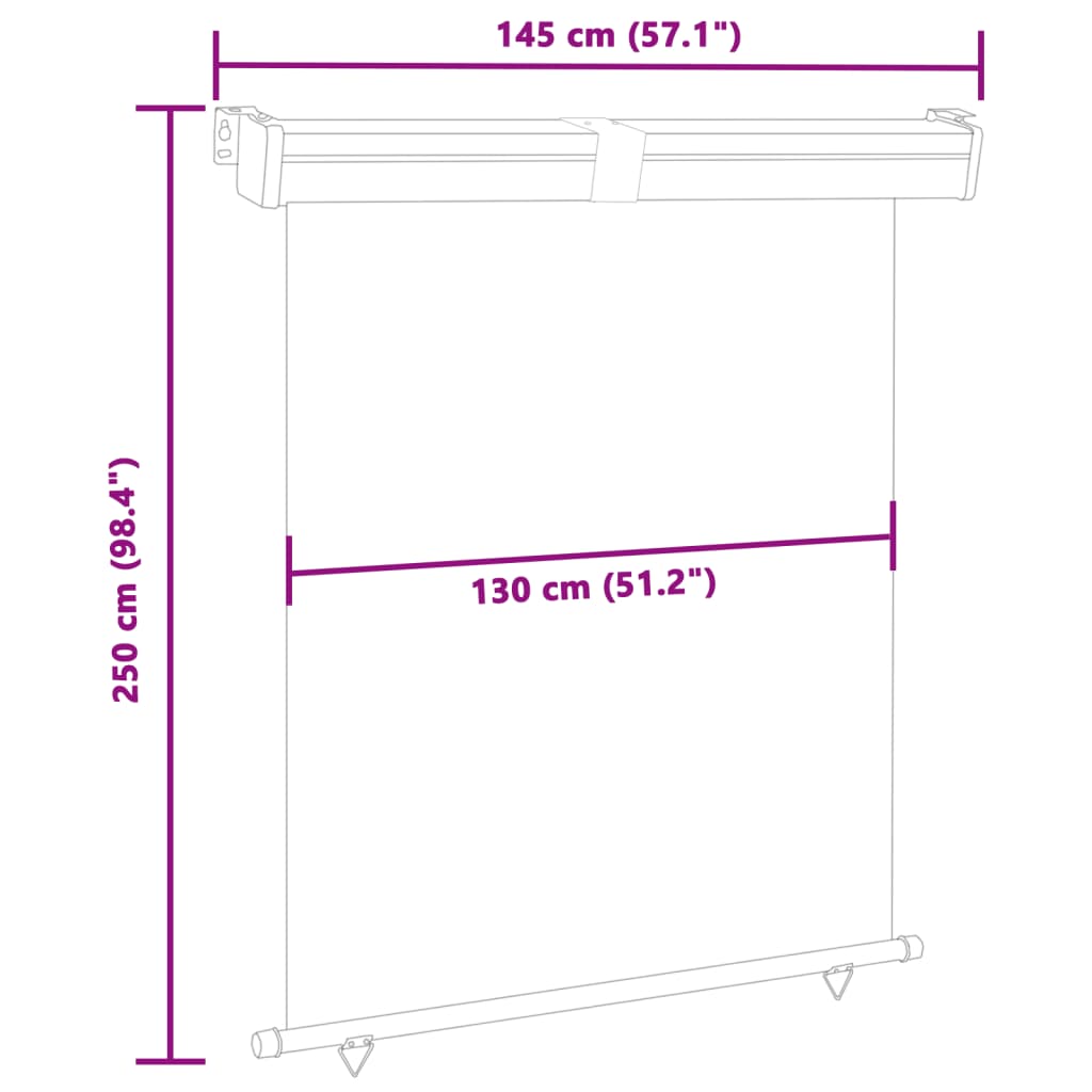 sidemarkise til altan 145x250 cm rød