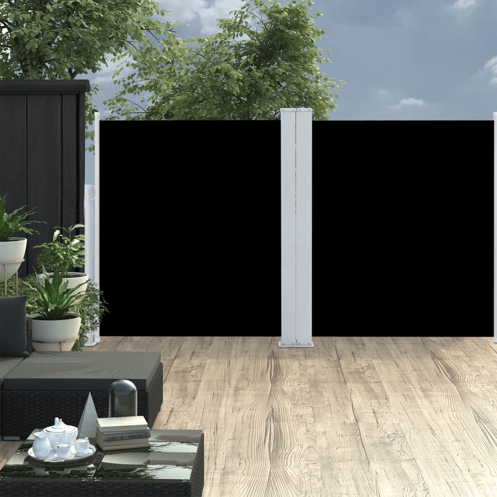 sammenrullelig sidemarkise 140 x 600 cm sort