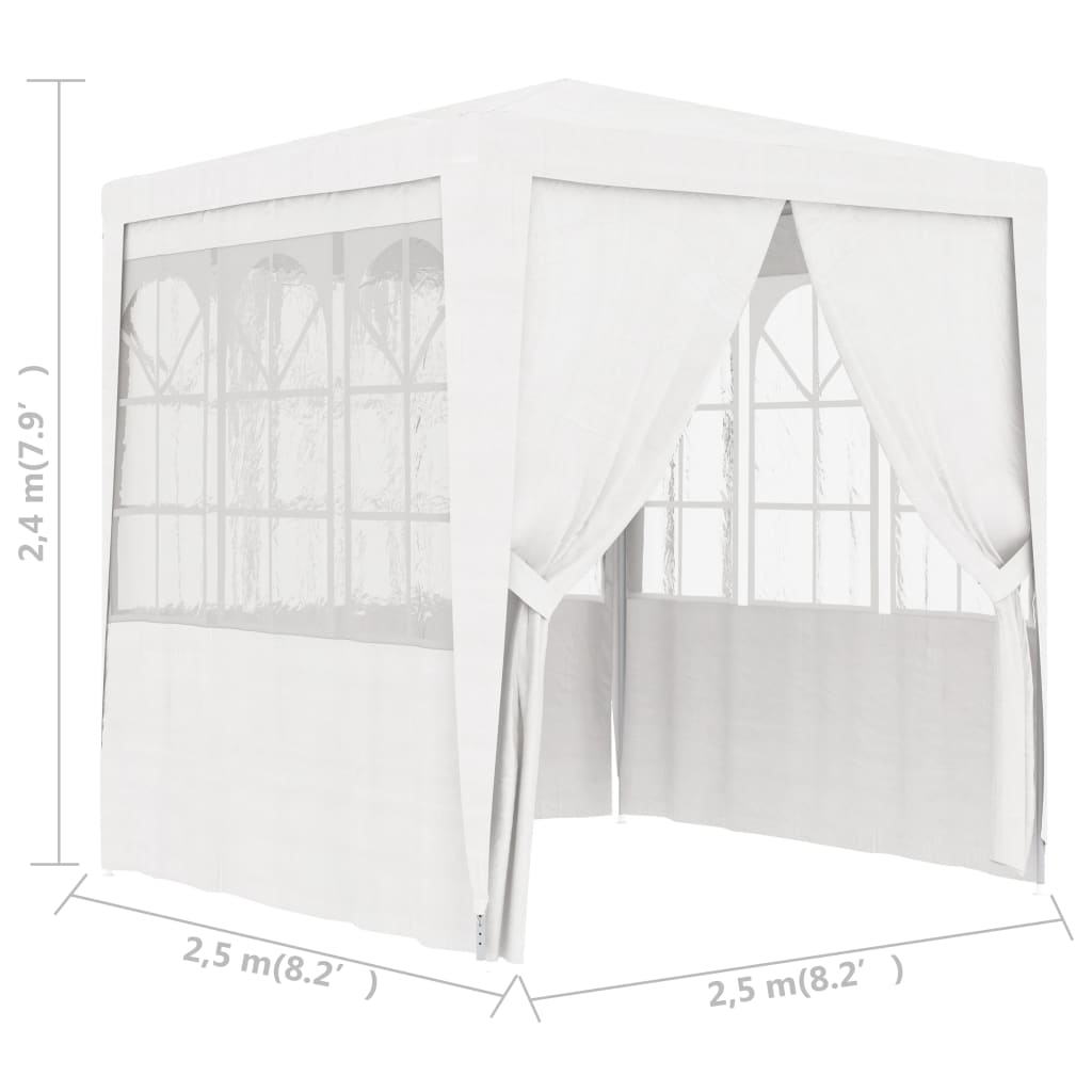 festtelt med sidevægge 2,5x2,5 m 90 g/m² hvid