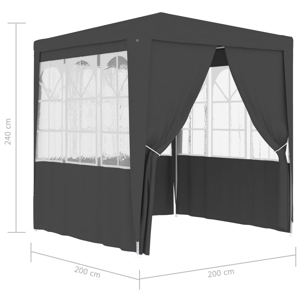 festtelt med sidevægge 2x2 m 90 g/m² antracitgrå