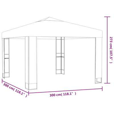 pavillon med dobbelttag 3x3 m antracitgrå