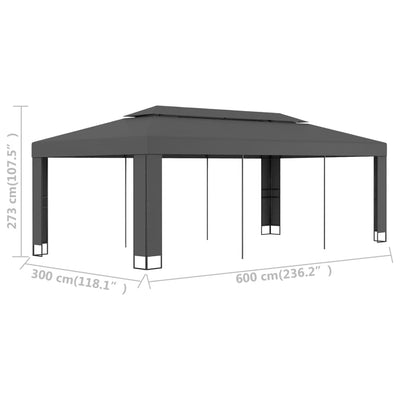 pavillon med dobbelttag 3x6 m antracitgrå