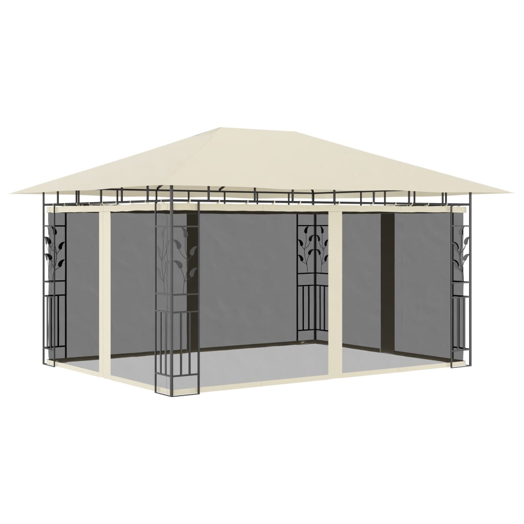 pavillon med myggenet 4x3x2,73 m 180 g/m² cremefarvet