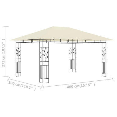 pavillon med myggenet 4x3x2,73 m 180 g/m² cremefarvet