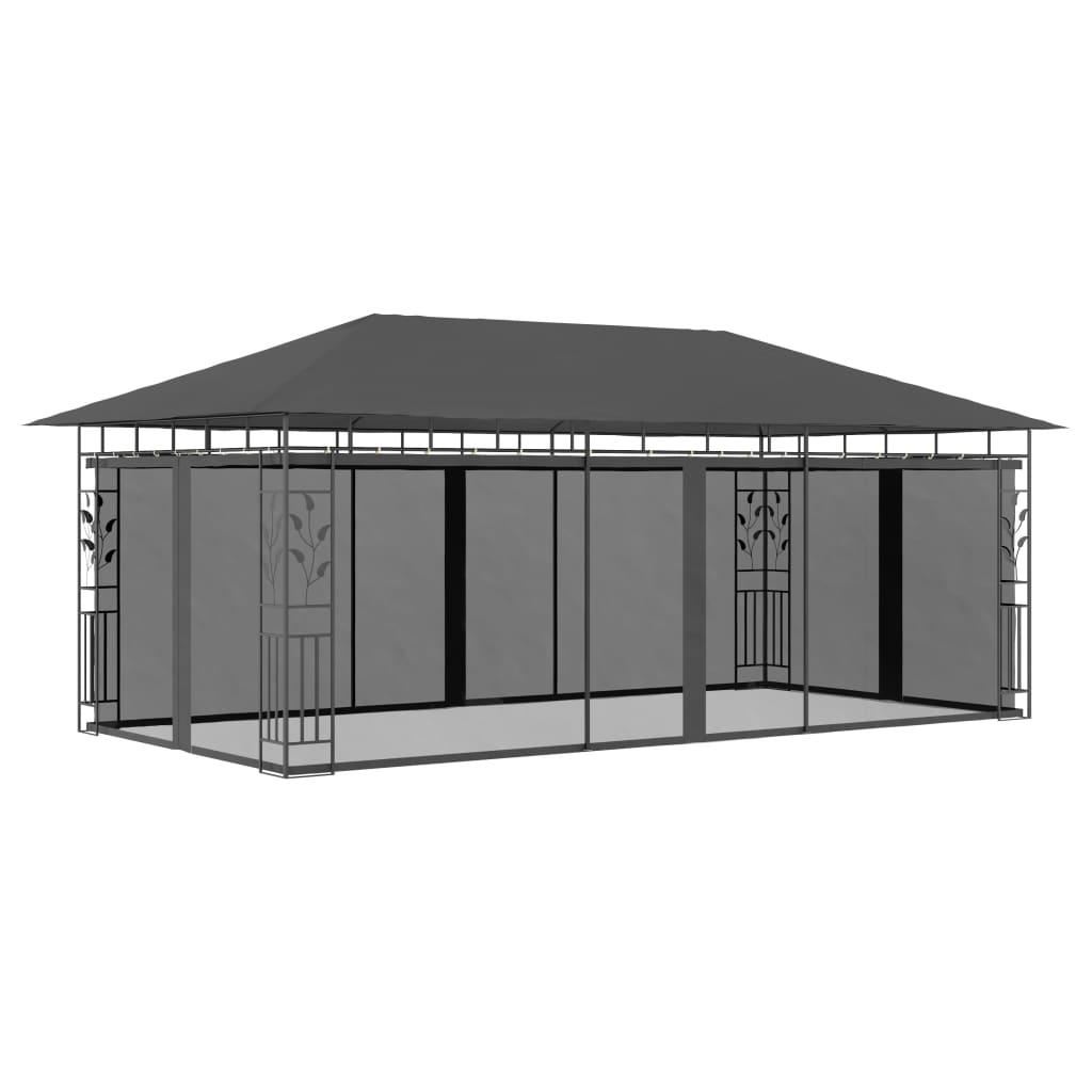 pavillon med myggenet 6x3x,2,73 m antracitgrå