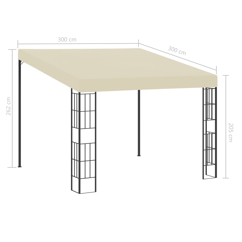 vægmonteret pavillon 3x3 m stof cremefarvet