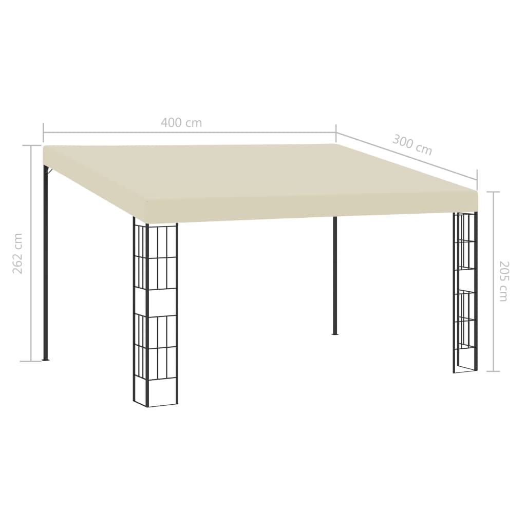 vægmonteret pavillon 3x4 m stof cremefarvet