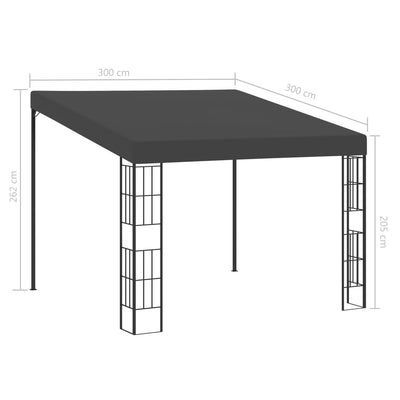 vægmonteret pavillon 3x3 m stof antracitgrå