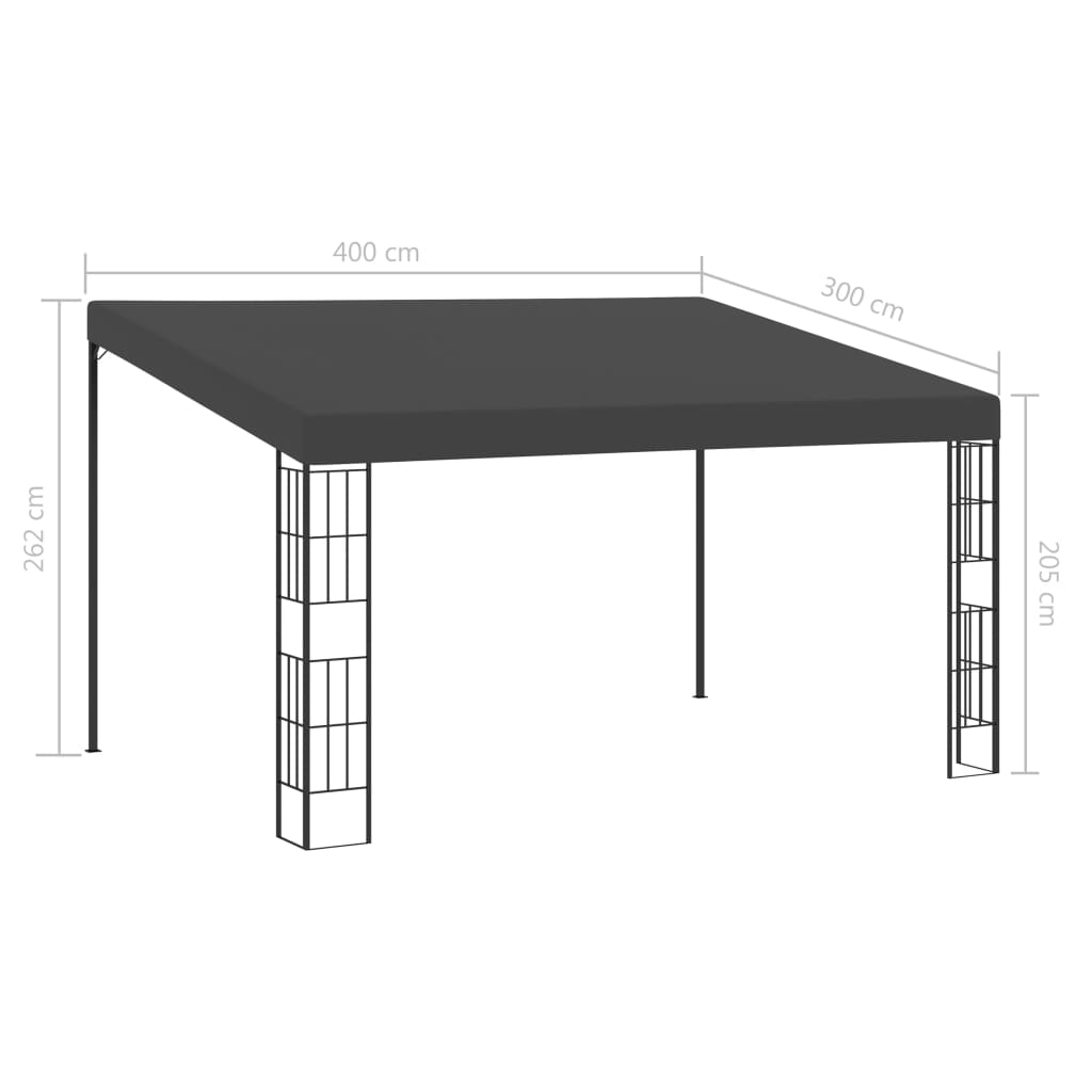 vægmonteret pavillon 3x4 m stof antracitgrå