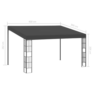 vægmonteret pavillon 3x4 m stof antracitgrå