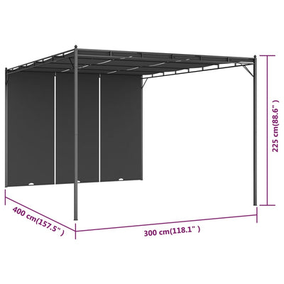 havepavillon med gardin 4x3x2,25 m antracitgrå