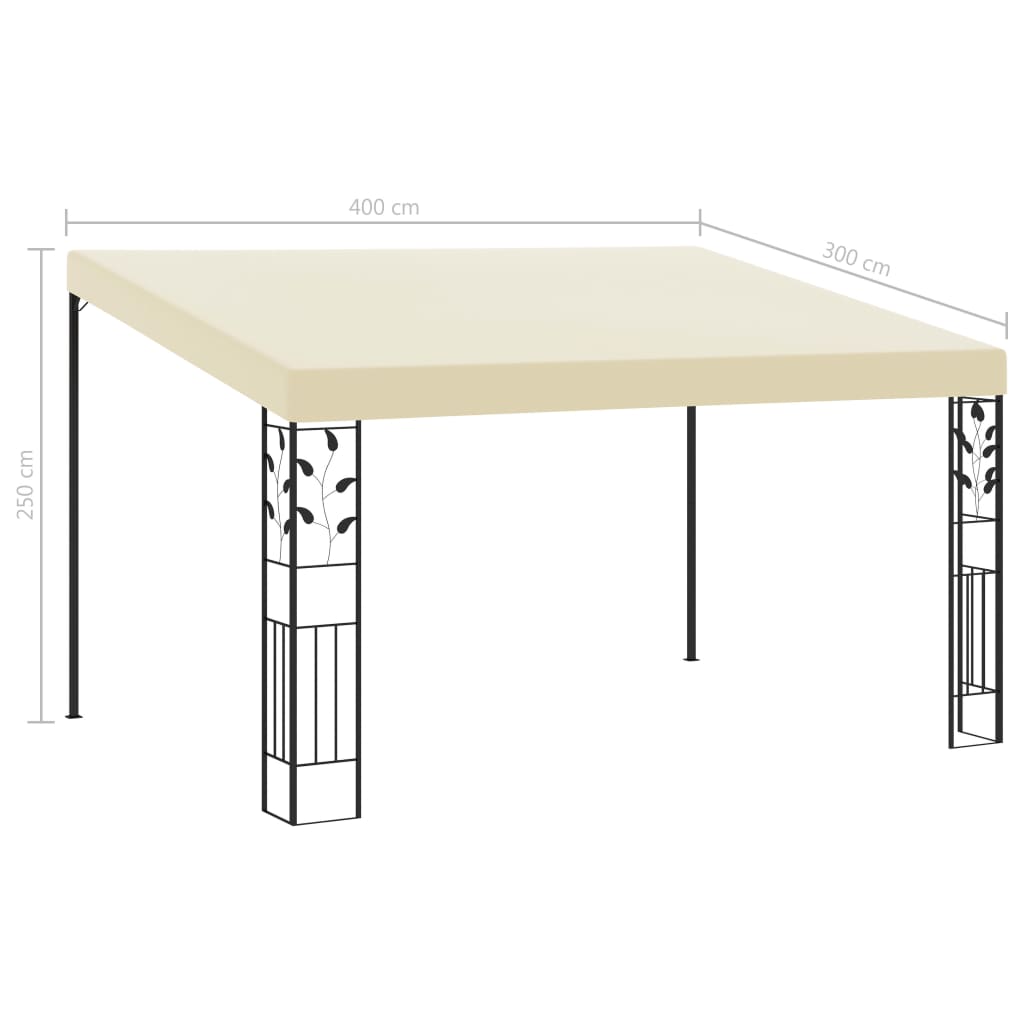 vægmonteret pavillon 4x3x2,5 m cremefarvet