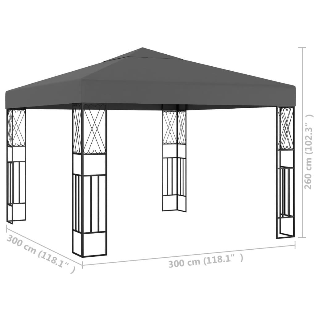 pavillon 3x3 m stof antracitgrå