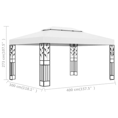 pavillon med dobbelttag 3x4 m hvid