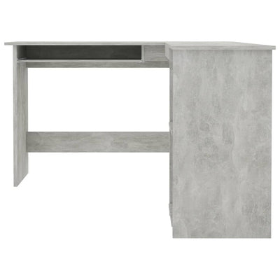 L-formet skrivebord 120x140x75 cm konstrueret træ betongrå