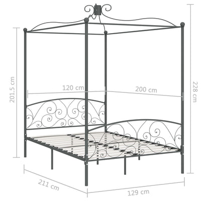 sengestel til himmelseng 120 x 200 cm metal grå