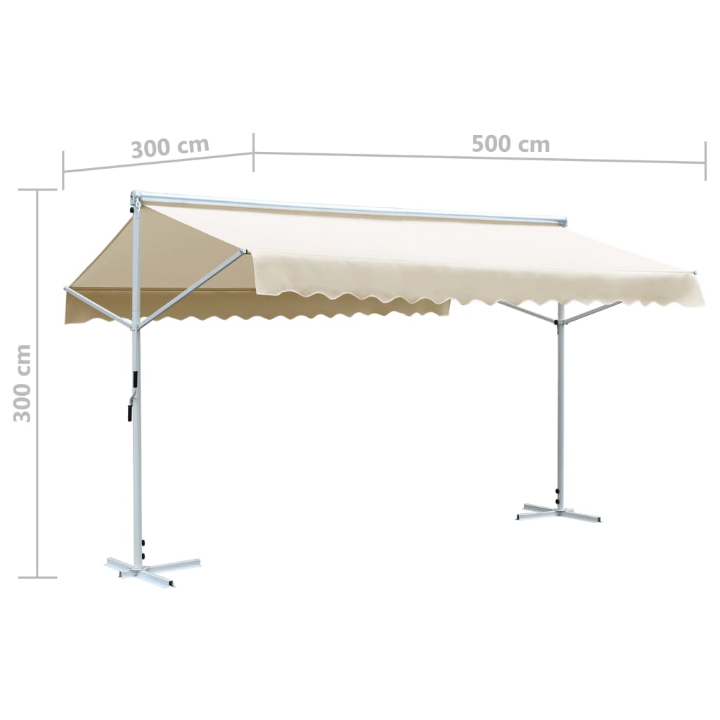 fritstående markise 500x300 cm cremefarvet