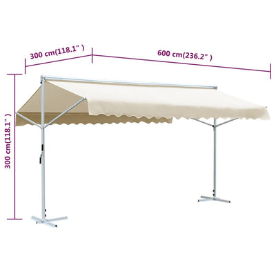 fritstående markise 600x300 cm cremefarvet