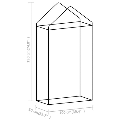 drivhus med stålramme 0,5 m² 1x0,5x1,9 m