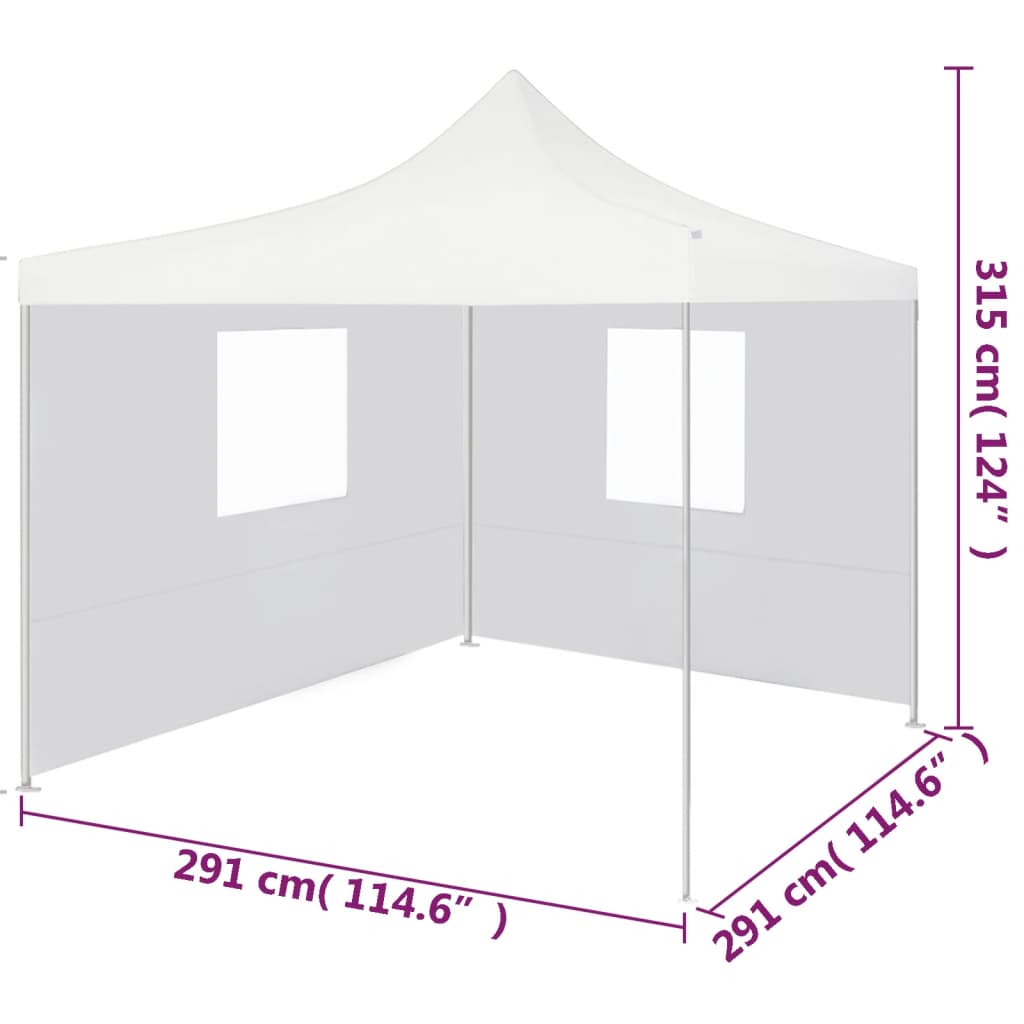 foldbart festtelt med 2 sidevægge 3 x 3 m stål hvid