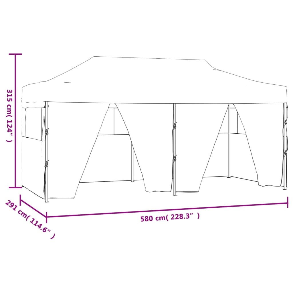 foldbart festtelt med 4 sidevægge 3 x 6 m stål hvid