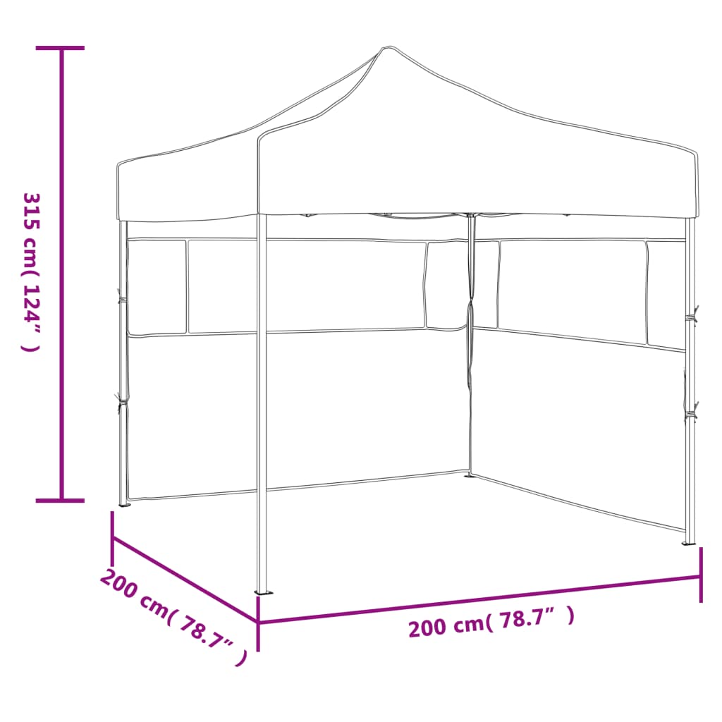 foldbart festtelt med 2 sidevægge 2x2 m stål blå