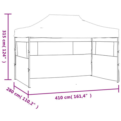 foldbart festtelt med 3 sidevægge 3 x 4 m stål blå