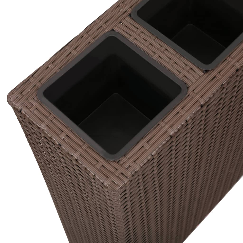 plantekasser med 4 krukker 2 stk. polyrattan brun