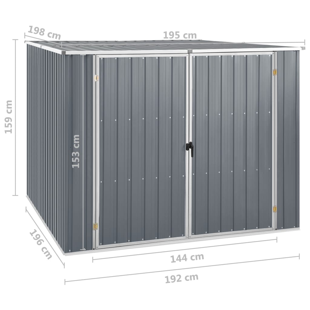 haveskur 195x198x159 cm galvaniseret stål grå