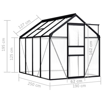 drivhus 4,75 m² aluminium antracitgrå