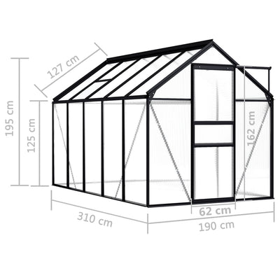 drivhus 5,89 m² aluminium antracitgrå