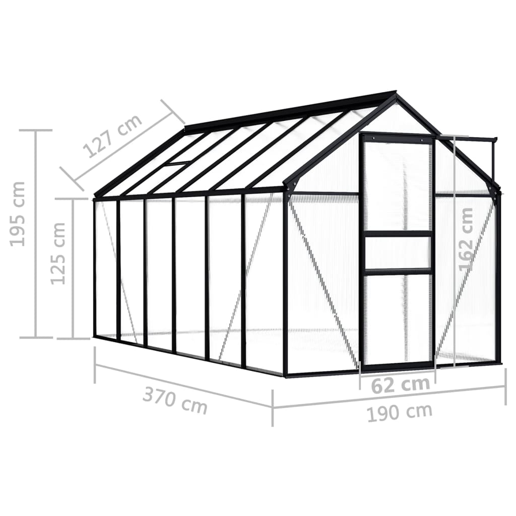 drivhus 5,02 m³ aluminium antracitgrå