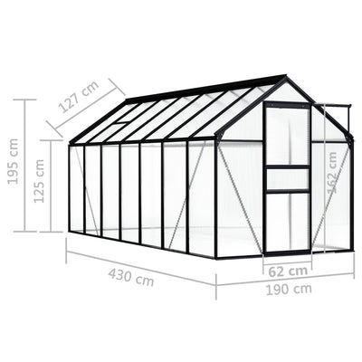 drivhus 8,17 m² aluminium antracitgrå