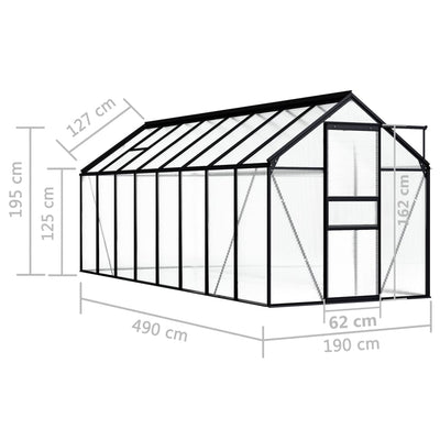 drivhus 9,31 m² aluminium antracitgrå