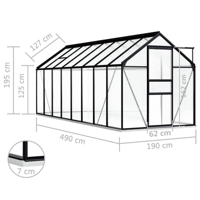 drivhus med fundamentramme 9,31 m² aluminium antracitgrå