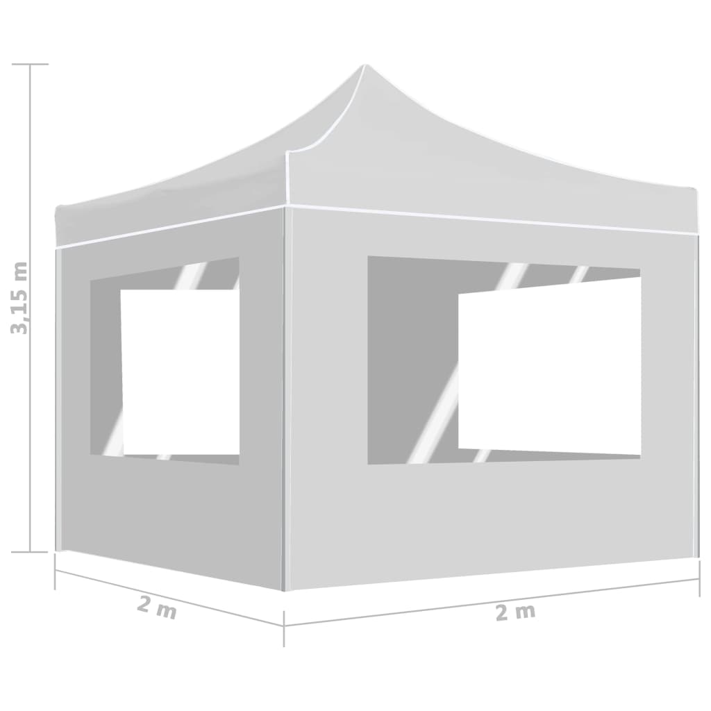 foldbart festtelt med vægge aluminium 2 x 2 m hvid