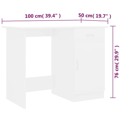 skrivebord 100x50x76 cm konstrueret træ hvid