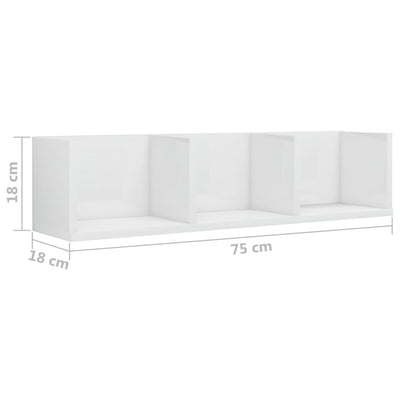 cd-reol 75x18x18 cm konstrueret træ hvid højglans