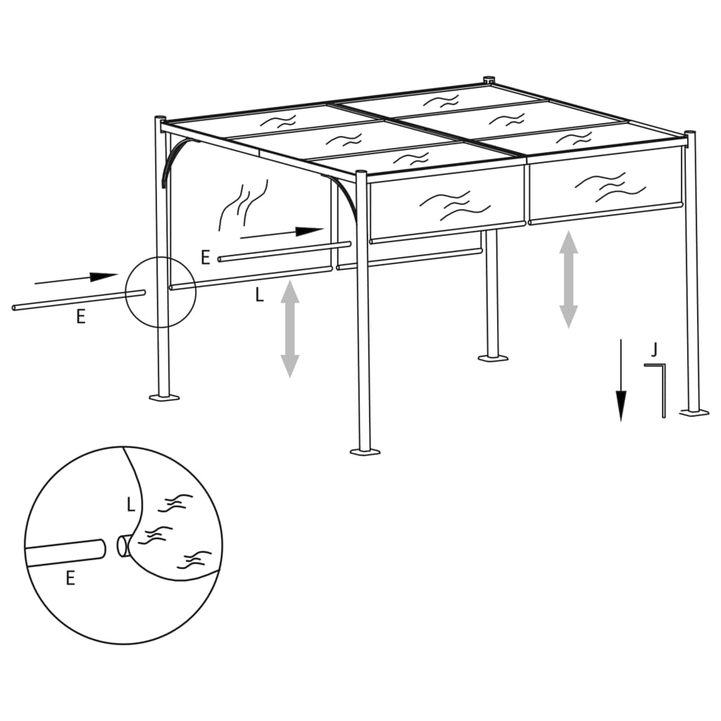 pergola med justérbart tag 3x3 m stål cremefarvet