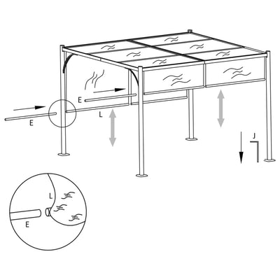 pergola med justérbart tag 3x3 m stål cremefarvet