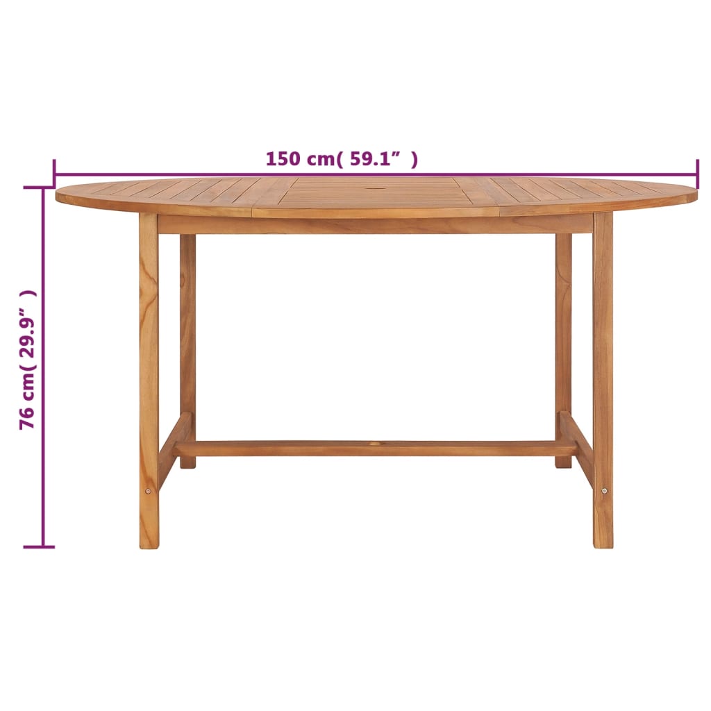 havebord 150x76 cm massivt teaktræ