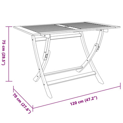 havebord 120x70x75 cm foldbart massivt eukalyptustræ