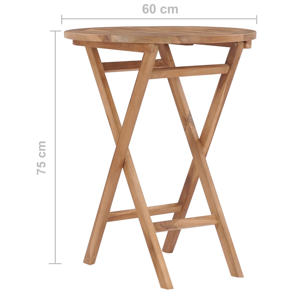 foldbart havebord Ø 60 cm massivt teaktræ