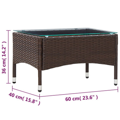 sofabord 60x40x36 cm polyrattan brun