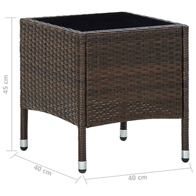 havebord 40x40x45 cm polyrattan brun