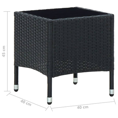 havebord 40x40x45 cm polyrattan sort